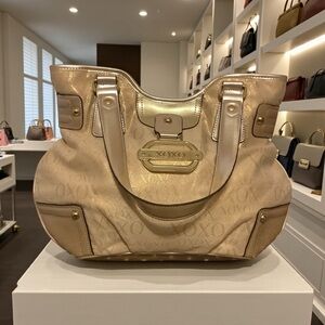 XOXO Y2K GOLD-TONE MONOGRAM MEDIUM ZIP TOTE SHOULDER BAG/ PURSE